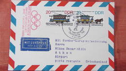 DDR Nach 64: Sonderflug-Karte Zum Intern. Olymp. Tag In Athen Mit Bestätigungsstpl. Vom 8.Juli 1987  Knr: 3015, 3016 - Airmail