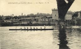 CPA (sport Nautique Aviron)   FONTAINES SUR SAONE  (69) Les Regates   ( Boite 14) Defaut - Aviron