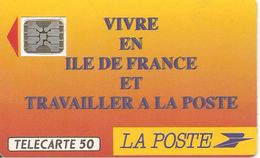 CARTE^-PUBLIC-F-136B-1990-50U-SC5An-Trou 6-LA POSTE-Ile De France-5 IMPACT-21694-UTILISEE-  TBE-RARE - 1990