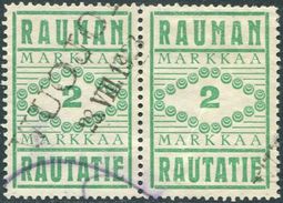 Finland 1919 2 Mk # 9 RAUMA Railway Parcel Freight Eisenbahn Paketmarke Frachtmarke Chemin De Fer Colis Rauman PAIR - Treni