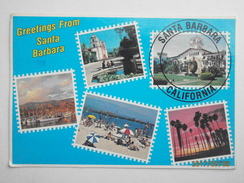 Postcard Santa Barbara California Postage Stamp Style Multiview PU 1985 My Ref B21834 - Santa Barbara