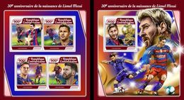 Centrafrica 2017, Sport, Football, Messi, 4val In BF +BF - Ungebraucht