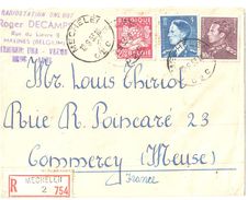 4080  MECHELEN Lettre Recommandée Vers France Commercy Meuse  RADIOSTATION ONL 607 Ob 12 9 1953 Baudoin 4 F Bleu 10 F - Lettres & Documents