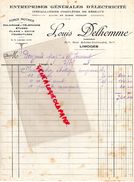 87 - LIMOGES - FACTURE LOUIS DELHOMME -INGENIEUR 51 RUE ADRIEN DUBOUCHE- ELECTRICITE FORCE MOTRICE- 1928 - Electricidad & Gas