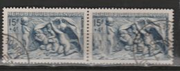 FRANCE N° 862 15F + 4F BLEU L'HIVER SIGNATURE PIEL ET BOUCHARDON EMPATEES  TENANT A NORMAL OBL - Used Stamps