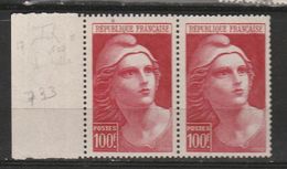 FRANCE N° 733 100F ROUGE TYPE MARIANNE DE GANDON TRAIT SUR L'EPAULE SUR LE TIMBRE DE DROITE NEUF SANS CHARNIERE - Nuevos