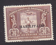 El Salvador, Scott #C43, Mint No Gum, Runner Overprinted, Issued 1935 - El Salvador