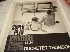 ANCIENNE PUBLICITE TELEVISION DUCRETET THOMSON SUPER PLAT 1960 - Fernsehgeräte