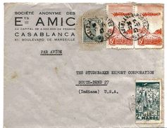 Maroc USA Lettre Avion Casablanca 12/11/47 Tour Hassan - Lettres & Documents