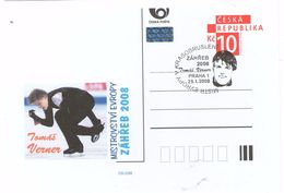 Czech Republic 2008 - European Chmpionchip In Zagreb  Special Postcard And Postal Cancellation - Tomas Verner - Figure Skating