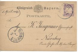 Bavaria 1879 Postkarte (o) P18 (Ansbach-Nurnberg 5.4.81) - Andere & Zonder Classificatie