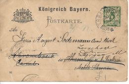 Bavaria 1890/95 Postkarte (o) P38/02 K.B.Bahnpost (NRNB-SAALE 30.12.91) Weitergeleitet Nach Dargun - Andere & Zonder Classificatie