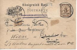 Bavaria 1895/96 Postkarte (o) P43/04 (Goeggingen-Triest 23.Jul.00) Weitergeleitet Nach Wien - Other & Unclassified