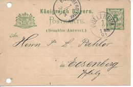 Bavaria 1895/96 Postkarte (o) P46/06 (Goellheim-Eisenberg 1.2.01) - Otros & Sin Clasificación