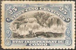 Congo, État Independant 1900 25 C Blue Mint With Hinge Remains , Redrawn Tablets On Top - Ongebruikt