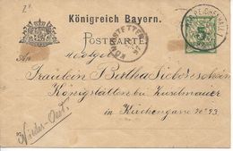 Bavaria 1895-96 Postkarte (o) P44/03 (Bad Reichenhall-Konigstetten 28. Aug.97) - Andere & Zonder Classificatie