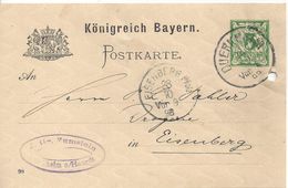 Bavaria 1895-96 Postkarte (o) P44/04 (Duerkheim-Eisenberg 28.10.98) - Autres & Non Classés