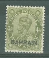 Bahrain: 1934/37   KGV 'Bahrain' OVPT     SG19     4a  [Inscr. 'India Postage']   MH - Bahrain (...-1965)