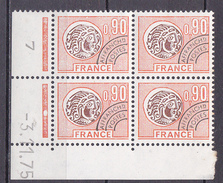 N° 142  Préoblitérés  Type Monnaie Gauloise: Bloc  Coins Datés 3.11.75 - Préoblitérés