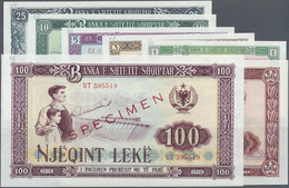 00008 Albania / Albanien: Set With 7 Specimen Notes Series 1976 From 1 To 100 Leke (P.40s-46s), All In XF/UNC Condition, - Albanie
