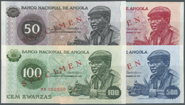 00019 Angola: Set Of Specimen Notes Containing 50, 100, 500 And 1000 Angolares 1976 P. 10s-13s, All In Condition: UNC. ( - Angola