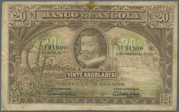 00028 Angola: Banco De Angola 20 Angolares 1927, P.73, Larger Taped Tear At Upper Margin, Stained Paper And Some Folds. - Angola