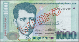 00049 Armenia / Armenien: Central Bank Of The Republic Of Armenia 1000 Dram 2001 SPECIMEN, P.50s, With Red Overprint "Sp - Armenia