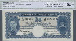 00071 Australia / Australien: 5 Pounds ND(1939-52) P. 27d In Condition: CGA Graded GEM UNC 65. - Autres & Non Classés