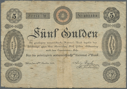 00114 Austria / Österreich:  Privilegirte Oesterreichische National-Bank 5 Gulden 1825, P.A61a, Small Border Tears, Some - Autriche