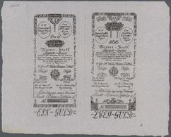 00089 Austria / Österreich: Uncut Sheet Of 2 Formular Notes 1 And 2 Gulden 1800 P. A29-A30 Formular With One Horizontal - Austria