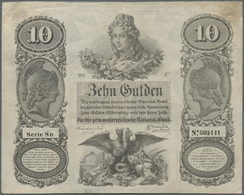 00129 Austria / Österreich: Privilegirte Oesterreichische National-Bank 10 Gulden 1854, P.A83, Very Rare Note In Excelle - Autriche