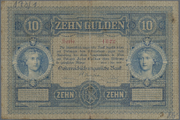 00164 Austria / Österreich: 10 Gulden 1880, P.1, Vertically Folded, Larger Tears At Upper And Lower Margin, Annotations - Austria