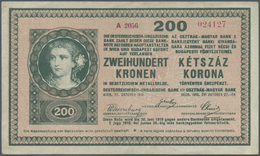 00176 Austria / Österreich: 200 Kronen 1918, P.24, Nice And Attractive Note With A Few Folds And Slightly Stained Paper. - Austria