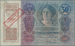 00178 Austria / Österreich: Pair With 50 And 100 Kronen 1914 And 1912 With Additional Stamp "Ausgegeben Nach Dem 04. Okt - Austria