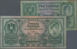 00181 Austria / Österreich: Pair With 5 And 20 Schilling 1925, P.88, 90, Both In Used Condition With Several Folds, 5 Sc - Austria