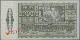 00192 Austria / Österreich: 1000 Schilling 1947 Specimen P. 125s, Perforated And Overprinted "MUSTER", Unfolded, 2 Pinho - Autriche