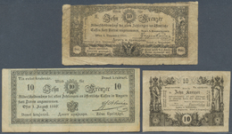 00204 Austria / Österreich: Set Of 3 Kreuzer Issues Containing 10 Kreuzer 1849 And 2x 1860, All Used With Folds, One Of - Austria