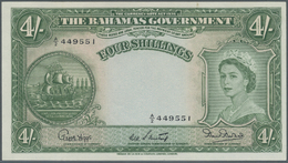 00216 Bahamas: 4 Shillings 1953 P. 13b One Minor Dint At Center Left, Condition: AUNC. - Bahamas