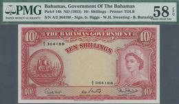 00217 Bahamas: 10 Shillings ND(1953) P. 14b In Condition: PMG Graded 58 Choice About UNC EPQ. - Bahamas