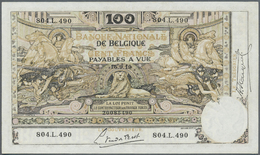 00279 Belgium / Belgien: 100 Francs 1919 P. 78, Light Center Fold, Handling In Paper, Probably Pressed, No Holes Or Tear - [ 1] …-1830 : Before Independence