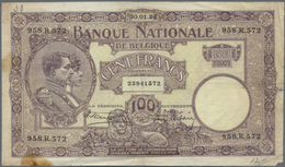 00280 Belgium / Belgien: Set With 4 Banknotes 100 Francs 1924 And 1927, P.95 In Almost Well Worn Condition With Stained - [ 1] …-1830 : Prima Dell'Indipendenza