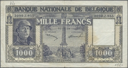 00284 Belgium / Belgien: 1000 Francs 1948, P.128b With Signatures: Sontag & Frère, Lightly Stained Paper With Several Fo - [ 1] …-1830 : Before Independence