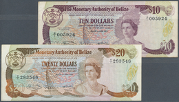 00291 Belize: Set Of 2 Notes Containing 10 Dollars 1980 P. 40 (F+) And 20 Dollars 1980 P. 41 (VF-), Nice Set. (2 Pcs) - Belize