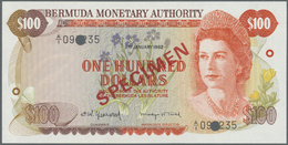 00313 Bermuda: Set Of 6 Notes From 1 To 100 Dollars 1985 SPECIMEN P. CS1, In Condition: UNC. (6 Pcs) - Bermude