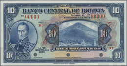 00321 Bolivia / Bolivien: 10 BOlivianos 1928 Specimen P. 121s In Condition: UNC. - Bolivia