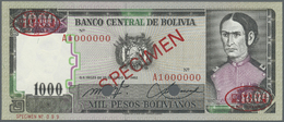 00323 Bolivia / Bolivien: 1000 Bolivianos 1962 Specimen P. 167s In Condition: UNC. - Bolivie