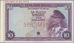 00355 Brunei: 10 Ringgit ND Specimen Color Trial P. 3ct, One Cancellation Hole, Specimen Overprint, No Serial Numbers, L - Brunei