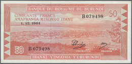 00446 Burundi: 50 Francs 1964 P. 11a, Light Center Fold And Light Handling In Paper, No Holes Or Tears, Strong Colors An - Burundi