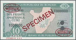 00453 Burundi: 10 Francs 1983 Specimen P. 33as In Condition: UNC. - Burundi