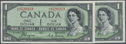00472 Canada: Set Of 2 Consecutive Banknotes 1 Dollar 1954 "Devil Face", Paper Clip Dint At Left, Otherwise Perfect, Con - Canada